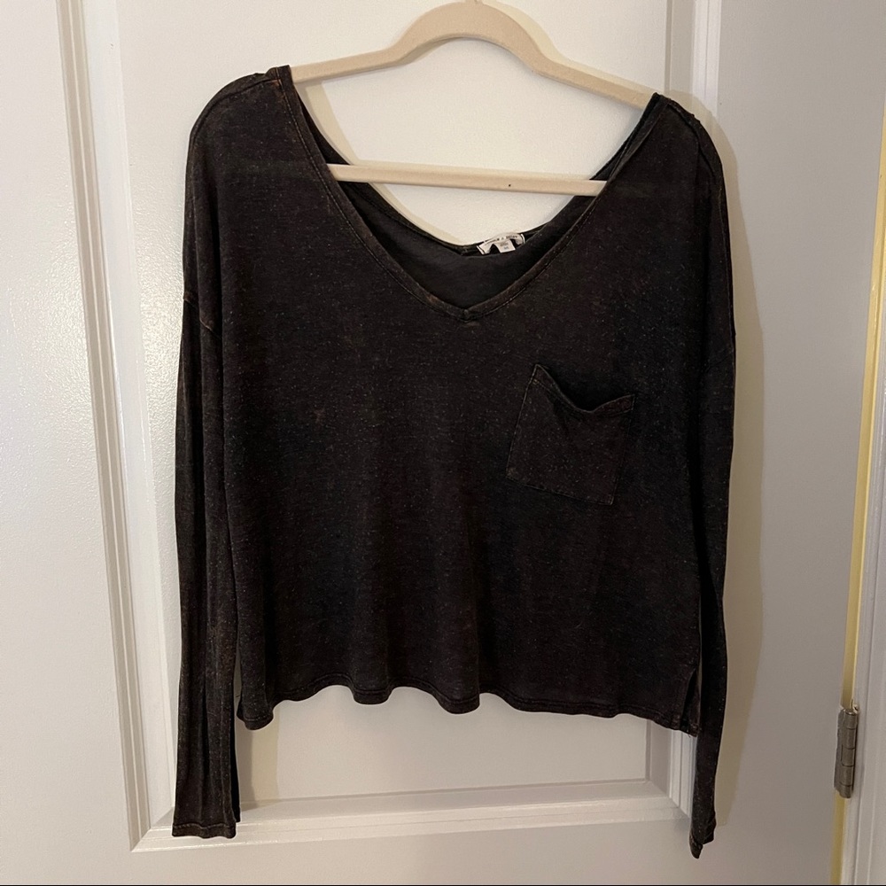 Anthropologie Silence + Noise Cropped Brown Shirt - Size M